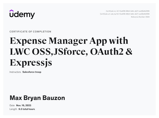 Expense Manager App with LWC OSS, JSForce, OAuth2 & ExpressJS
